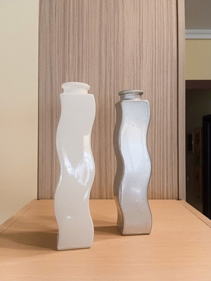 Set of 2 Modern Wavy Vases IKEA white and silver, like new