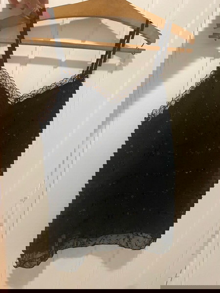 Μαυρο μπλούζα τύπου lingerie με στρας