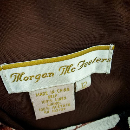Morgan linen dress like new, size M, unique red-brown print