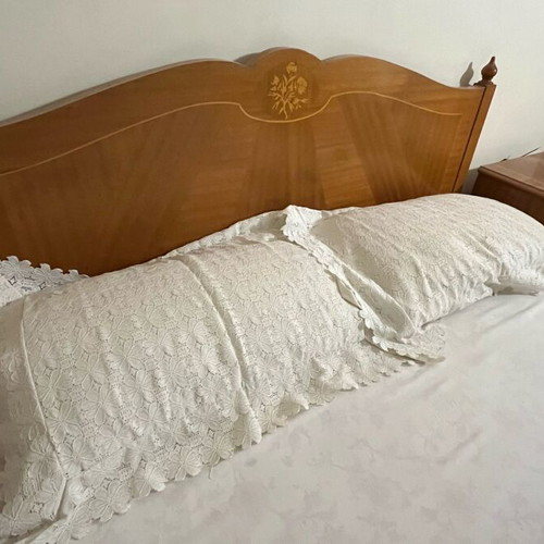 Vintage bedroom set used with bed, 2 nightstands and boudoir