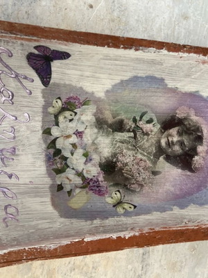 Tile with decoupage like new, length 25cm
