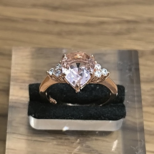 Rose Gold Copper Ring with Pink Heart Crystal