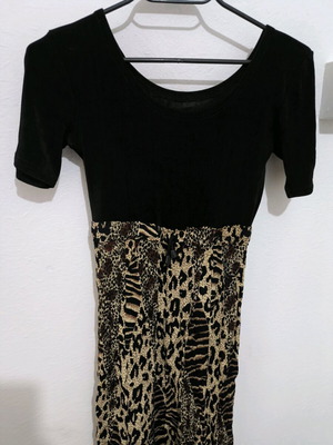 Leopard Black Long Dress like new
