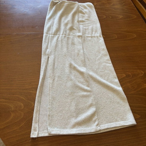Pull & Bear Grey/White Long Skirt with Back Slit like new