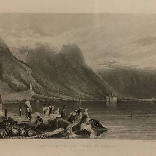 Chalcography Castle of Chillon on Lake Geneva used, 1840