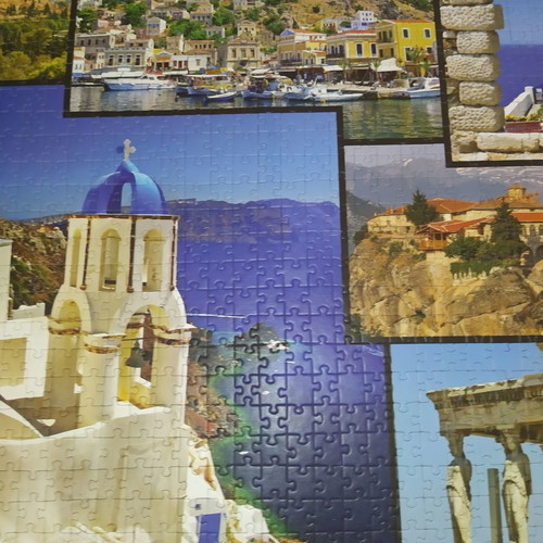 Greece landscapes puzzle used, ready and glued 48x68.5 cm