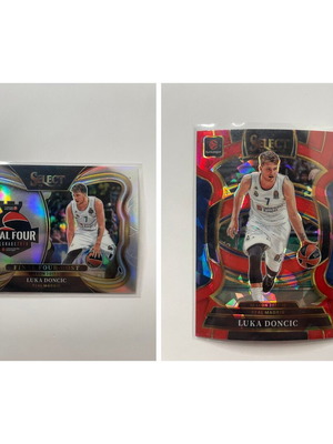 Luka Doncic EuroLeague Select Cards lot, silver prizm and red cracked ice, like new