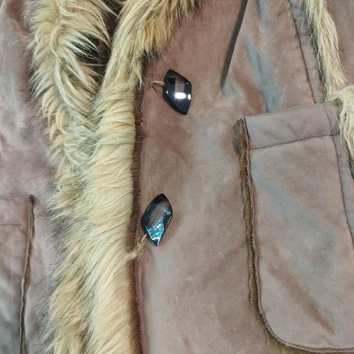 Moda Piu Long Coat like new, warm, with fur trim, brown, XL