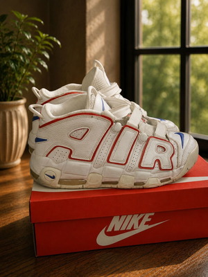 Nike Air More Uptempo 96 sneakers size 45 used, white and blue