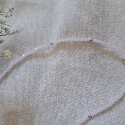 Rose Quartz Necklace Handmade from Scratch, Silver, New
