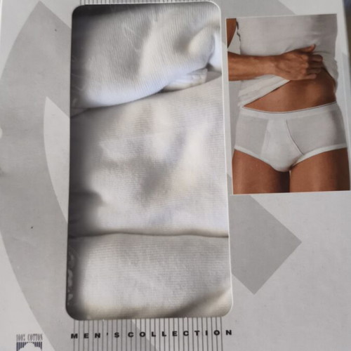 Minerva men's briefs classic line white cotton new, pack of 3