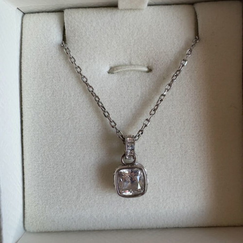 Swarovski Birthstone Pendant Square Cut April White necklace