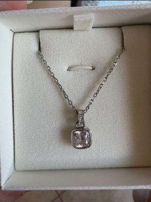 Swarovski Birthstone Pendant Square Cut April White necklace