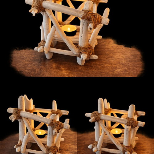 Handmade driftwood lantern cube 20cm new