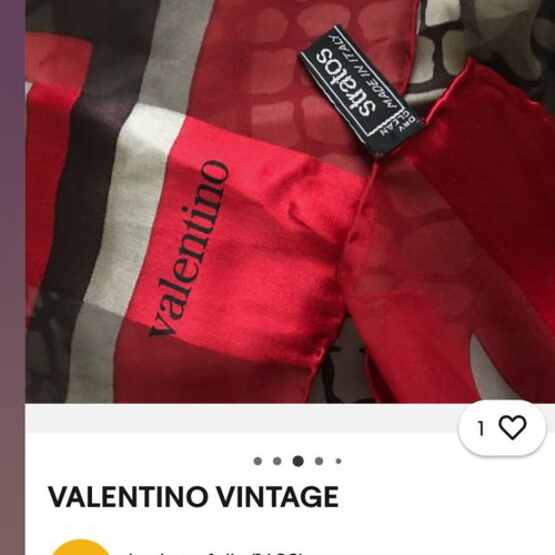 Valentino vintage scarf used, 100% silk, beige and red