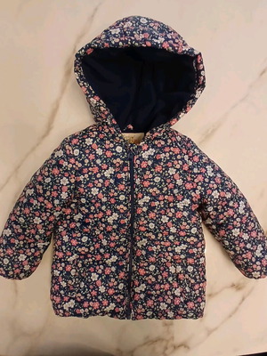 Μπουφάν Mothercare για κορίτσι 2 ετών, μπλε με ροζ λουλούδια, σαν καινούργιο