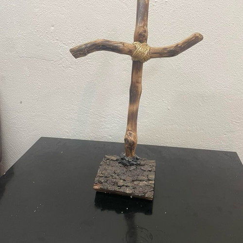 Handmade cross new with oak and grapevine wood