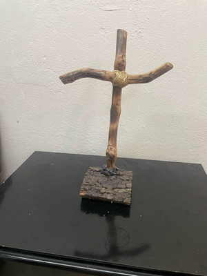Handmade cross new with oak and grapevine wood