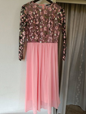 Shein pink airy dress with embroidery used, midi