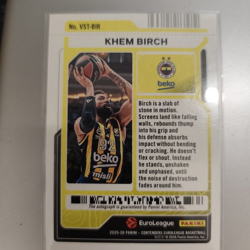 Khem Birch Autograph Panini Contenders 2025-26 Holo New