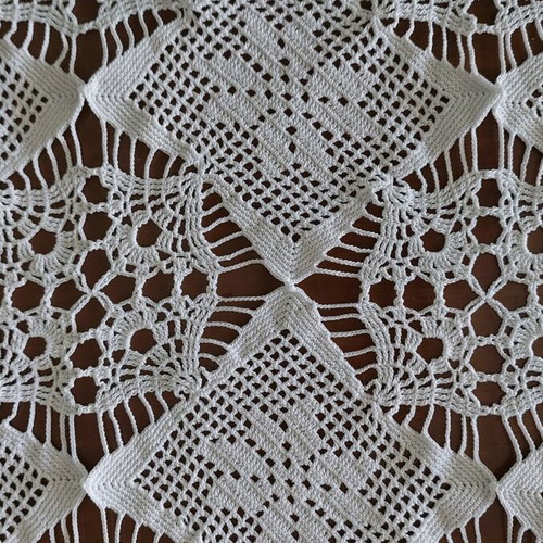 Set of white crochet tablecloth and square 170x170cm and 80x80cm new