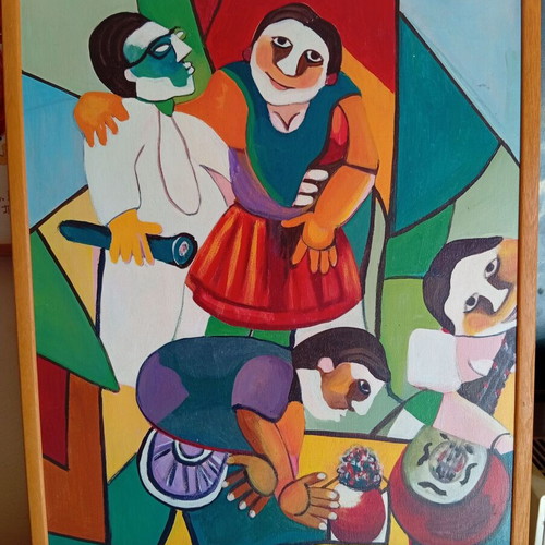 India modern oil painting like new 84x64 cm