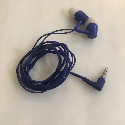 Blue earphones with mini-jack like new, soft synthetic sponge