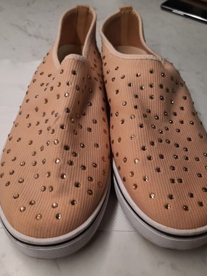 Shoes with rhinestones like new, size 37, beige