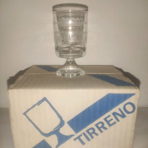 Liqueur or shot glasses used, set of 6, glass with embossed design