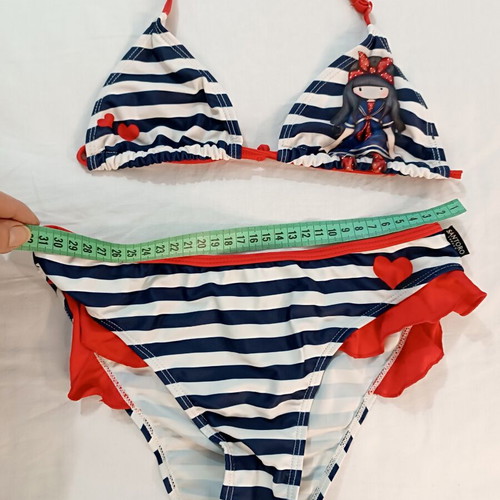 Santoro London girls' bikini with Gorjuss nautical stripes like new, size 7-8