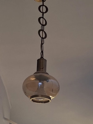 Vintage ceiling light with smoked glass sphere 20 cm used