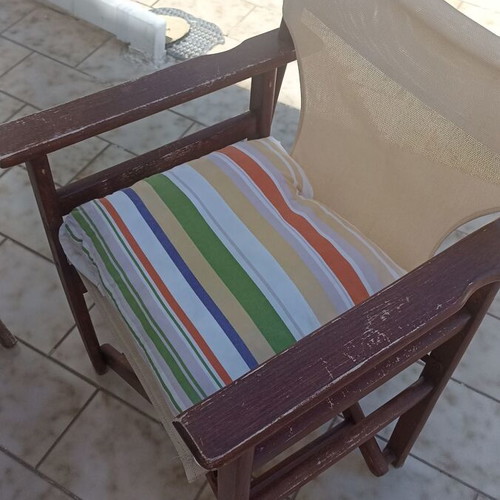 Wooden balcony set with table and two chairs used