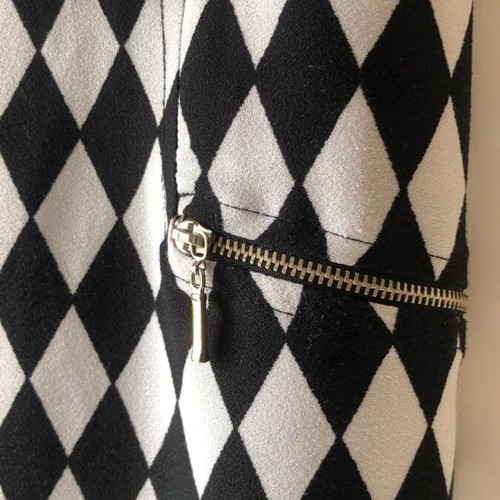 Checked short-sleeve dress used, size L, black and white