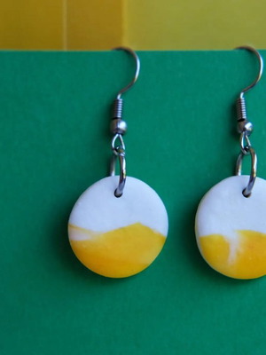 Handmade polymer clay dangle earrings new, stainless steel elements