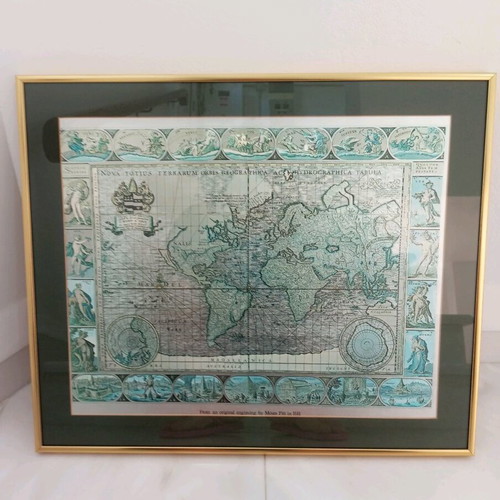 Map print painting like new, 61×51 cm