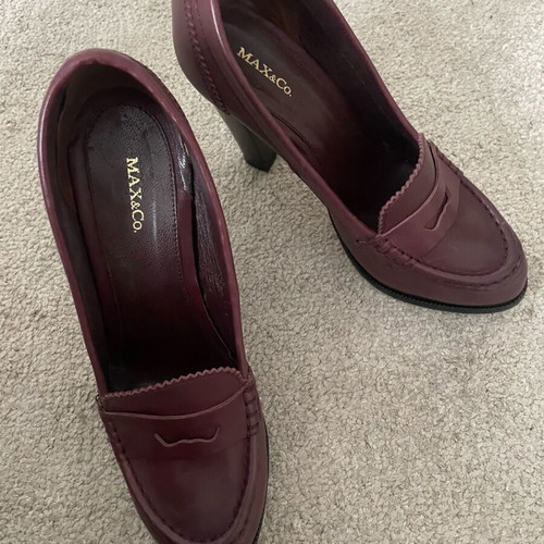 Max & Co Women's Loafers Bordeaux Like New With Heel