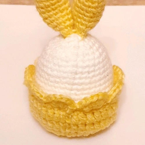 Easter Bunny in Yellow Handmade Knitted Basket made to order