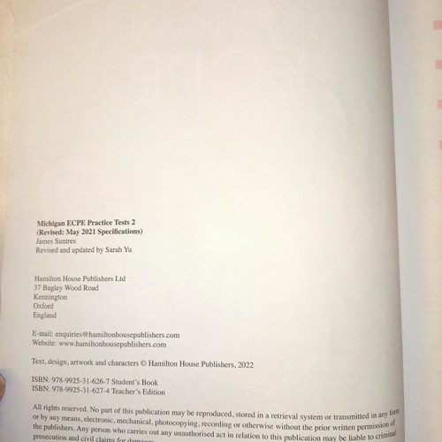 Michigan ECPE Practice Tests 2 Student's Book like new 2021 edition