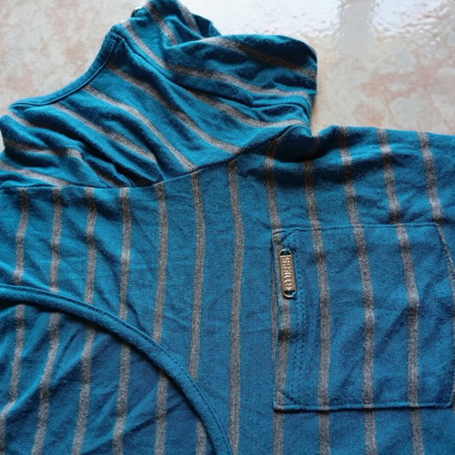 Guess women's T-shirt size S striped green petrol and grey like new