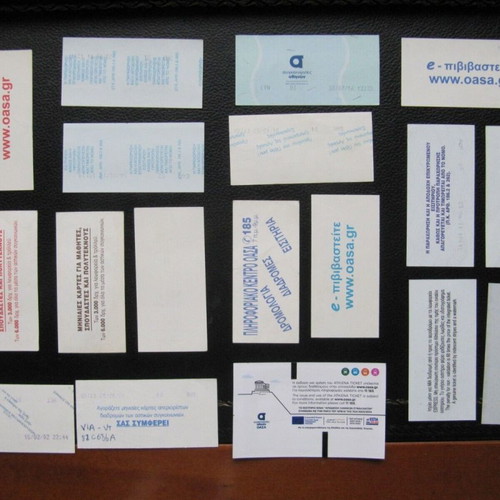 Athens urban transport tickets used, pack of 18, drachma and euro era