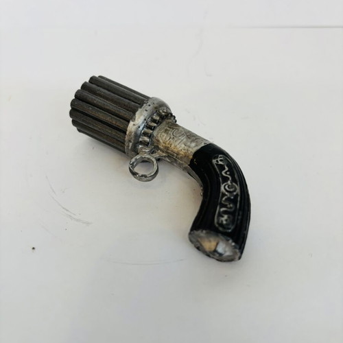 Miniature Metal Mariette Pepperbox Pistol Model used, 8cm