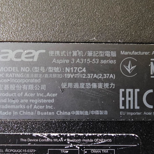 Acer Aspire 3 A315-53 laptop used, keyboard not working