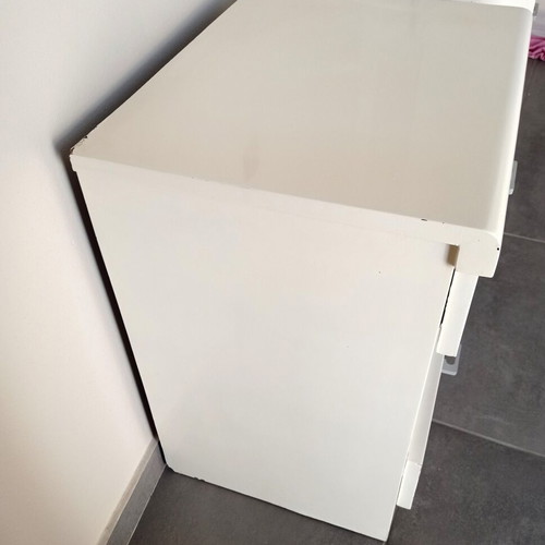 White nightstands set with drawers used, pack of 2