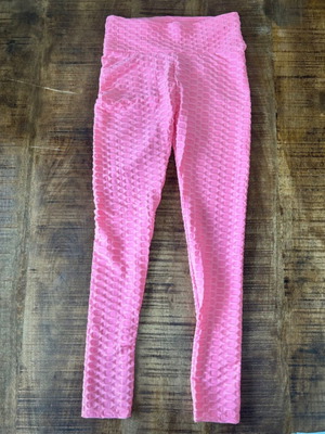 Pink textured scrunch leggings, size S