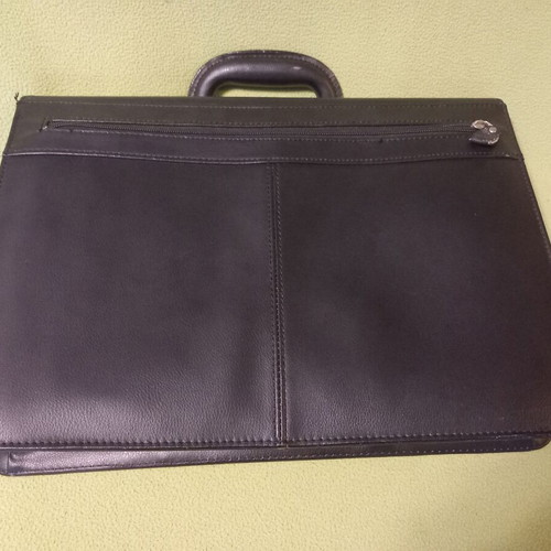 Professional faux leather briefcase used, black, 7 compartments