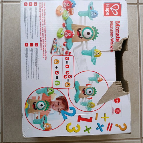 Hape Monster Math Scale wooden educational toy used for 36+ months