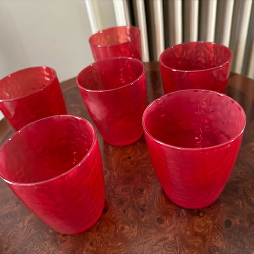 Glasses used, cheerful red, set of 6 pieces