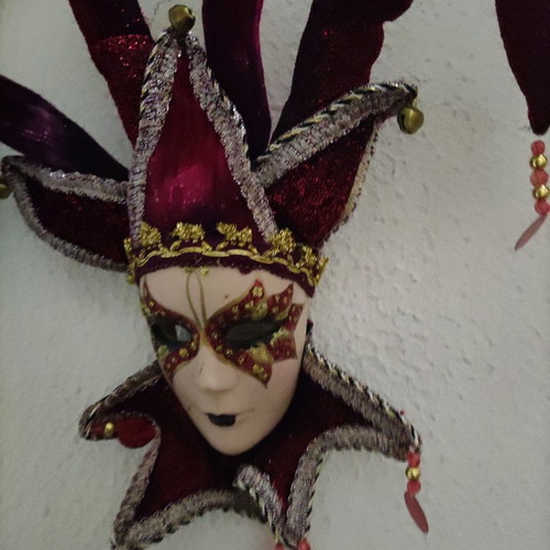 Handmade ceramic masks used, purchased from Italy
