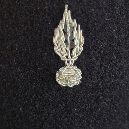 French Gendarmerie Kepi Hat with Silver Grenade Insignia, Size 57