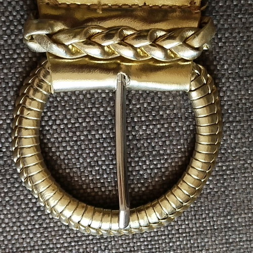 Women's summer belt with braided and golden leather new